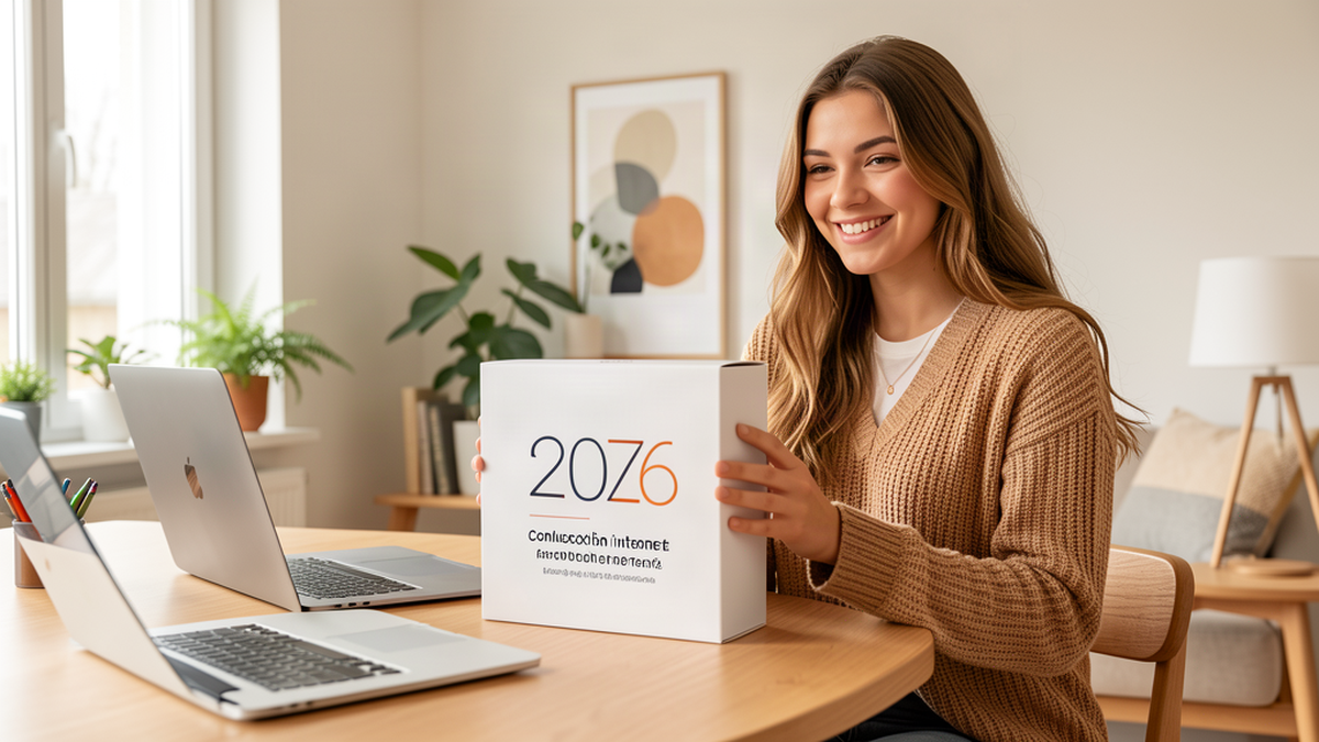 Box internet étudiant 2026 - étudiante installant une box fibre dans son studio