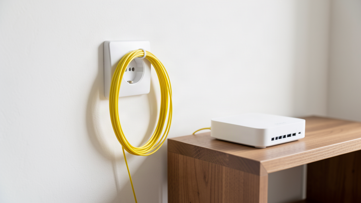 Raccordement fibre non conforme : technicien posant une prise optique dans un logement